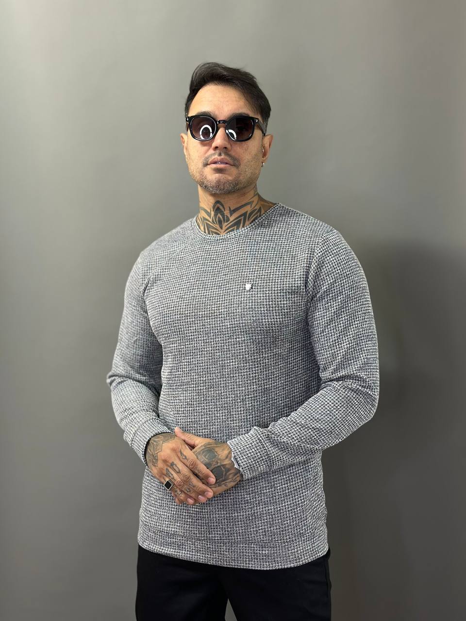 Suéter Roma Cinza Texturizado