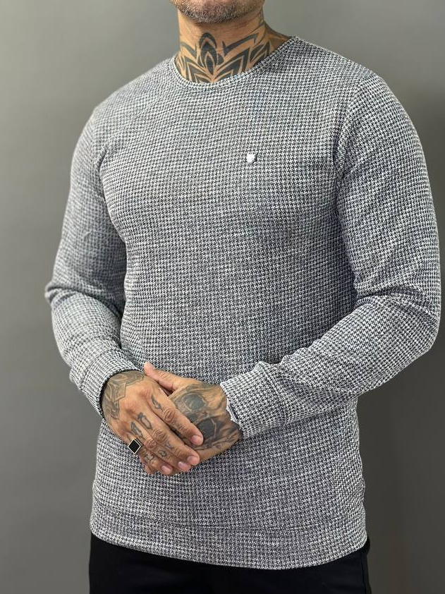 Suéter Roma Cinza Texturizado