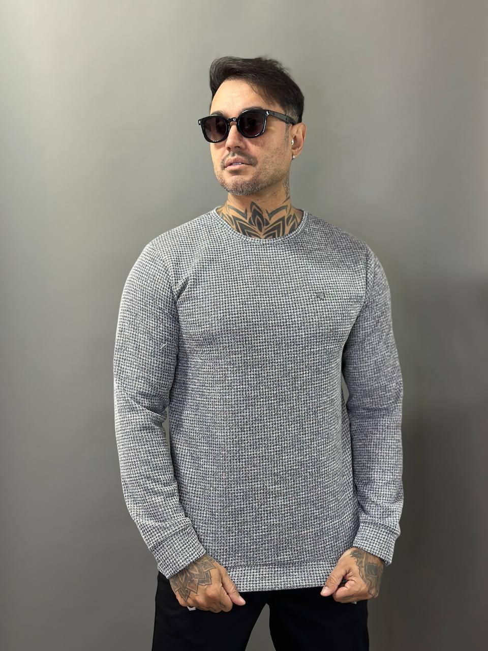 Suéter Roma Cinza Texturizado