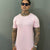 Camiseta Long Line Volk Culture Rosa Bebê Gola Canoa