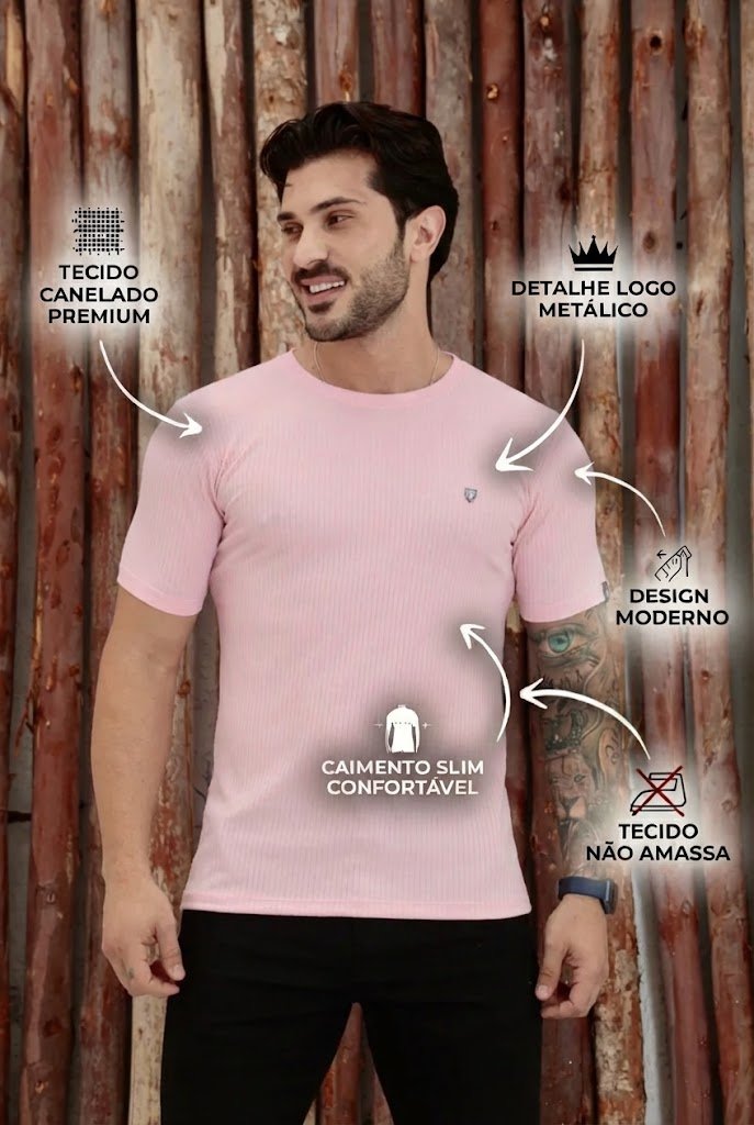 Camiseta Canelada Rosa Logo Metal Volk Culture Supreme