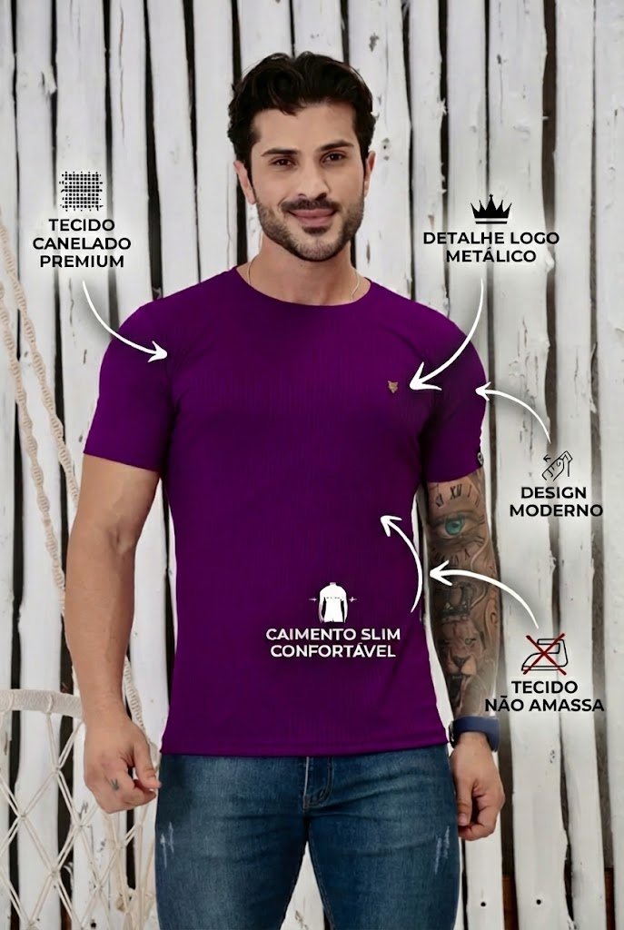 Camiseta Canelada Roxa Logo Metal Volk Culture Supreme