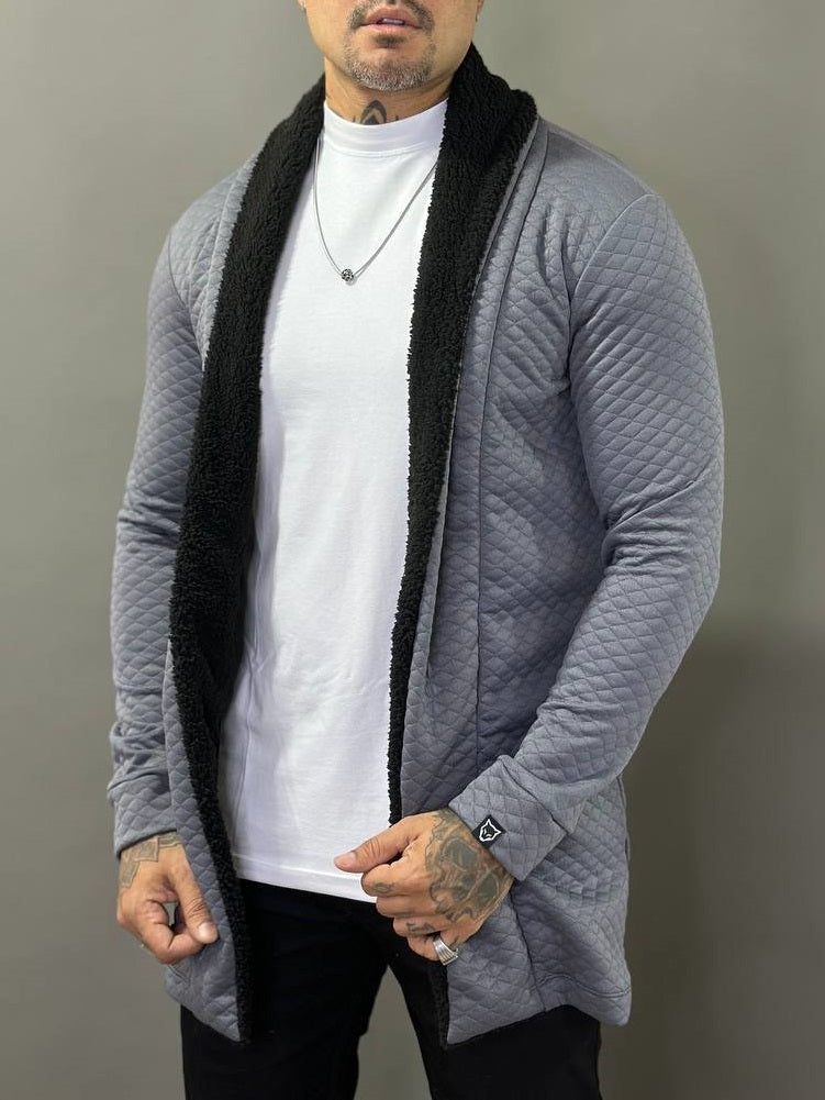 Sobretudo Everest Matelacê Cinza com Gola Sherpa