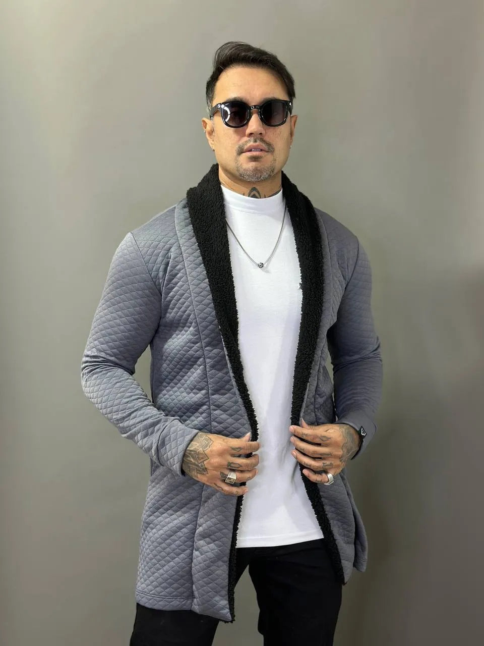 Suéter Roma Cinza Texturizado - Harpia Moda Masculina