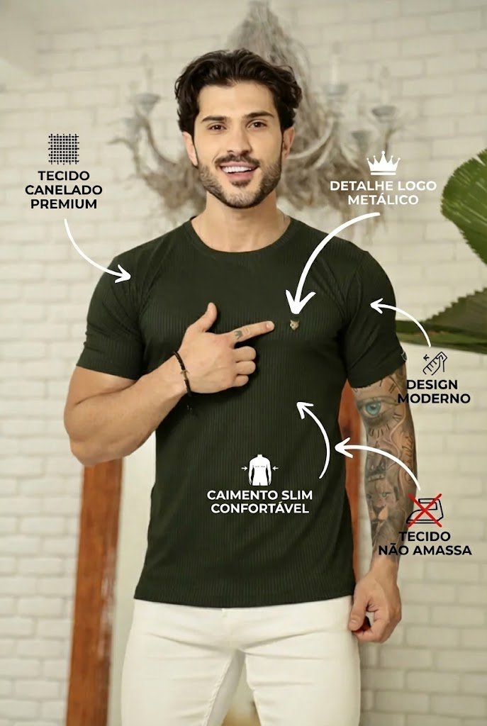 Camiseta Canelada Verde Escuro Logo Metal Volk Culture Supreme